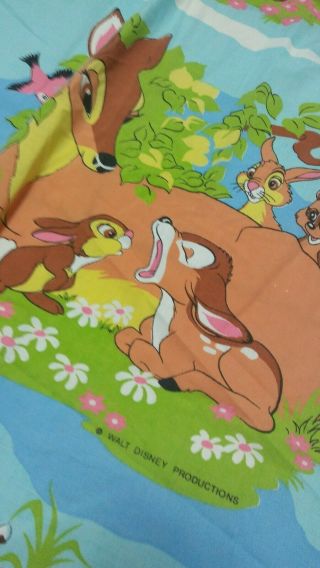 Bambi Disney 4 Pc Full Sheet Set 1 Flat 1 Fitted 2 Cases Vintage Bedding Fabric