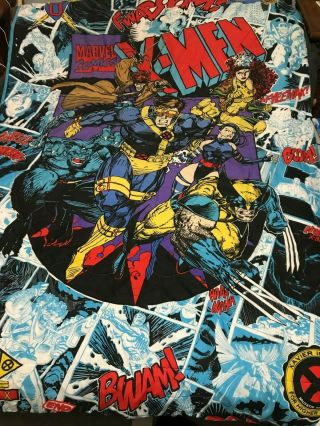Vtg 1994 Marvel X - Men Comforter Bed Blanket Large 1990s Twin Full 86 X 62 " Comic