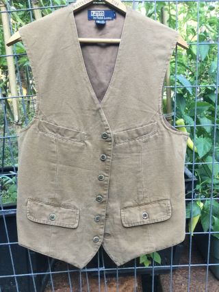 Rare Vintage Polo Ralph Lauren 70’s - 80’s Usa Canvas Country Brown Vest Rrl Small