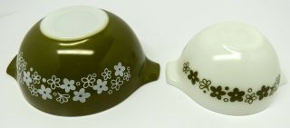 Vintage Pyrex Spring Blossom Green Crazy Daisy Cinderella Mixing Bowl Set 8