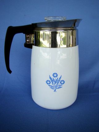 Vintage Corning Ware Blue Cornflower 6 Cup Coffee Pot – Stove Top 2