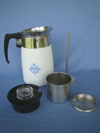 Vintage Corning Ware Blue Cornflower 6 Cup Coffee Pot – Stove Top 3