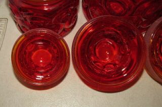 Vintage LE Smith Amberina Ruby Glass Apothecary Jar Canister Set Moon and Stars 7