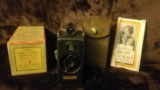 Vintage Ansco Memo 35mm Half - Frame Box Camera W/ Bausch And Lomb Lens,  Boxed