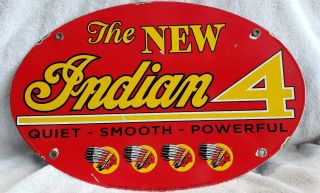 Vintage Indian Motorcycle Porcelain Sign – The Indian 4 – 16 ½ X 11