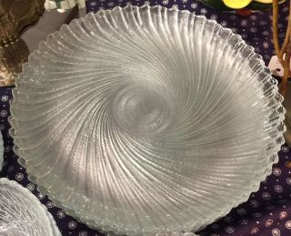 Vintage 37 - pce Etched Crystal Spiral Dinnerware 12 Place Set Dinner Plates Bowls 2