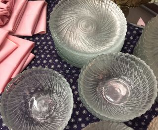 Vintage 37 - pce Etched Crystal Spiral Dinnerware 12 Place Set Dinner Plates Bowls 5