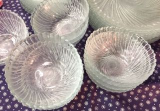 Vintage 37 - pce Etched Crystal Spiral Dinnerware 12 Place Set Dinner Plates Bowls 6