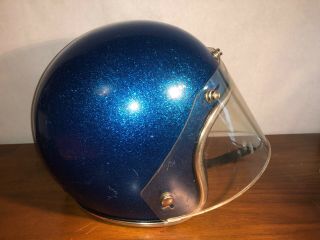 Vintage Arthur Fulmer Af - 40 Blue Flake Motorcycle Helmet Size Medium M