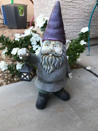 Vintage Cast Iron Garden Gnome Statue Hobbit Elf Door Stop 14”