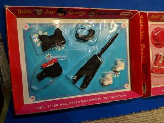 Vtg In Package Heidi & Jan Pocketbook Doll Clothes 3 Outfits Remco c1966 2