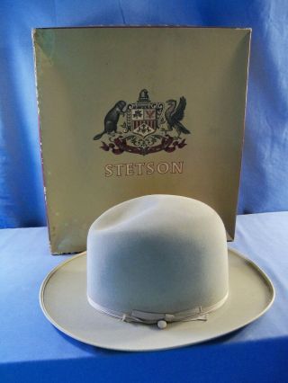 Vintage Stetson 3x Beaver Open Road Size 7 Long Oval Tan Hat - W/ Box