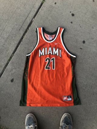 Vintage Nike Basketball Jersey Miami Hurricanes 1990’s Xl Rare Vtg “ The U “