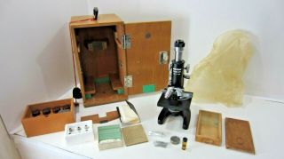 Vintage Unitron Phase Mph Microscope W/ Case &
