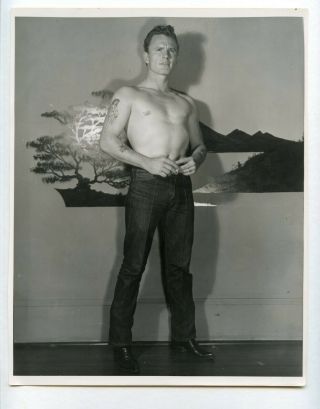 28 Vintage Photo Unknown Studio Nude Physique Jeans Man Male Tattoo Gay