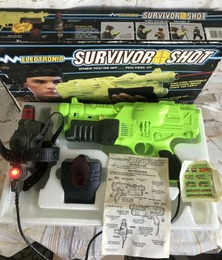 Rare Vintage Hasbro Tomy Electronic Survivor Shot Laser Tag Gun W/box 6249