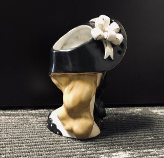 Vintage NAPCO Ceramic Lady Head Vase S348A Cond Black Gloves 6