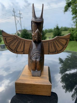 Vintage Wood Carved Totem Thunderbird Signed By Artist Jack Stogan✨nice✨