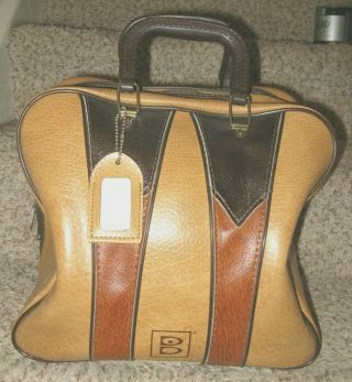 Vintage 50s Brunswick Deluxe Bowling Ball Bag W/ Scovill Zip & Metal Frame