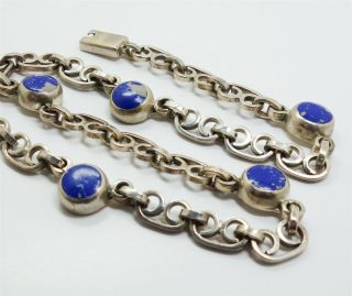 Vintage 1960s/70s Designer Mexican Sterling Silver Lapis Necklace