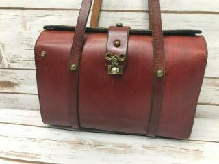 Vtg Etienne Aigner Signature Brown Handmade Leather Hard Shell Purse Bag Doctors 3