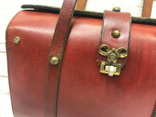Vtg Etienne Aigner Signature Brown Handmade Leather Hard Shell Purse Bag Doctors 4