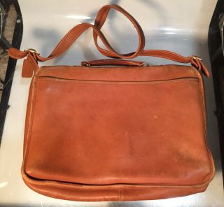 Vintage Coach Tan Leather Messenger Bag Shoulder Purse Briefcase Laptop Bag 4