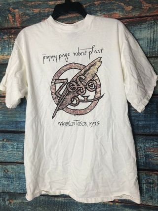 Vintage 1995 Led Zeppelin - Jimmy Page Robert Plant Tour Shirt Mexico