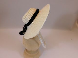 VNTG Madame Alexander - kins White horsehair Straw doll hat w/ Black velvet ribbon 2