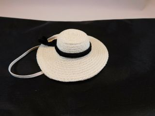 VNTG Madame Alexander - kins White horsehair Straw doll hat w/ Black velvet ribbon 4