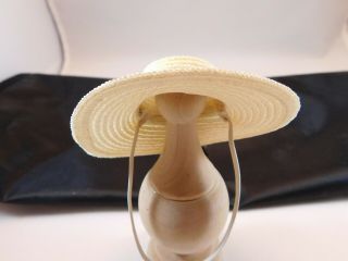 VNTG Madame Alexander - kins White horsehair Straw doll hat w/ Black velvet ribbon 6