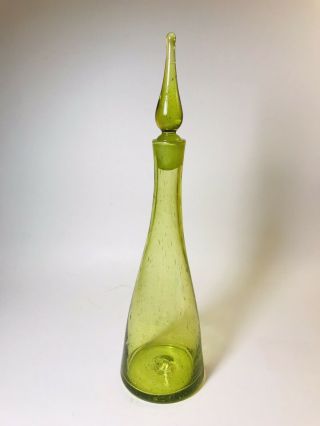 Vintage Blenko Genie Bottle Green 920 - S Designed By Wayne Husted 1959