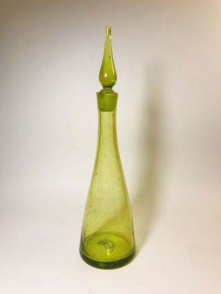 Vintage Blenko Genie Bottle Green 920 - S Designed By Wayne Husted 1959 2