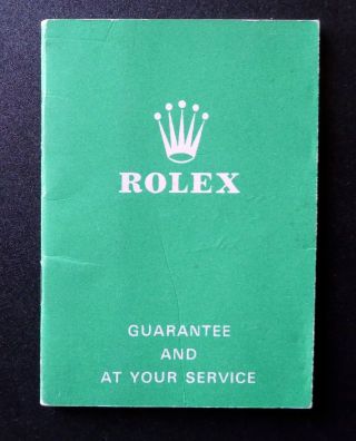 Rare,  Vintage (1972) Rolex Guarantee And Service Booklet.