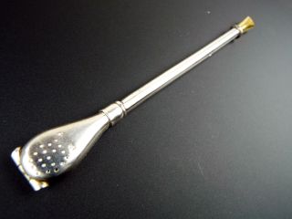 Vintage Argentina 12k Gold & Silver Mate Bombilla Spoon South Latin American