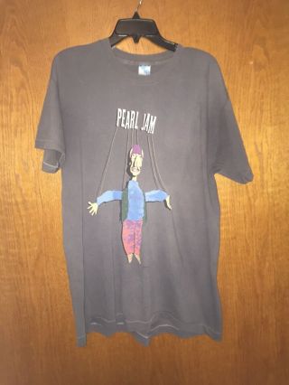 Vtg 93 Pearl Jam Tour Shirt Freak Puppet Tan Tracks Nirvana Soundgarden