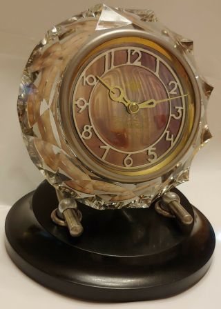 Vintage Russian Ussr Crystal Desk Clock,  Mechanical 11 Jewels,  7 Days.