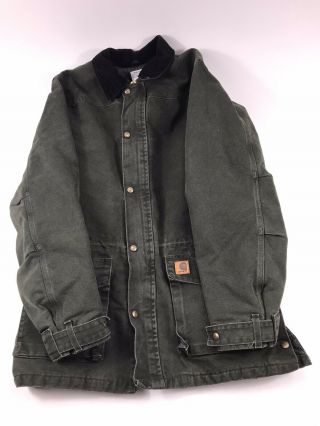 Rare Vtg Carhartt Work Coat Insulated Lined Jacket Mens Size Medium