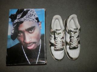 Vintage Tupac Shakur 2pac Makaveli Branded Camouflage Size 12 Sneakers Shoes