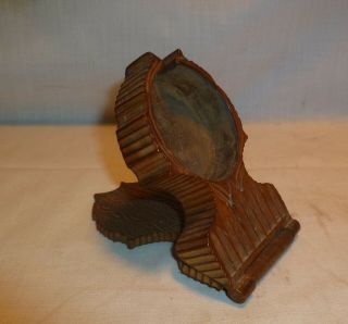Vtg Antique Carved Wood Pocket Watch Holder Stand - 2 1/8 "