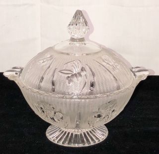 Vintage Jeannette Iris Crystal Candy Jar W/cover