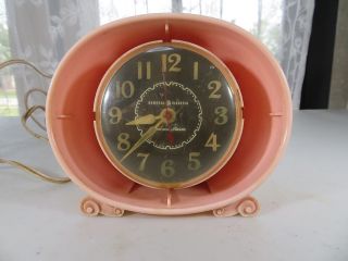 Vintage Art Deco Pink General Electric Bakelit Clock Alarm Mid Century Décor
