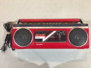 Rare Vintage Sharp Qt - 12r Boombox Am Fm Radio Tape Cassette Japan Version Red