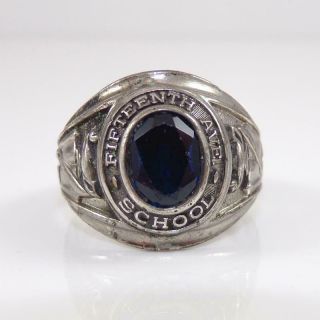 Vintage 1968 Sterling Silver Blue Topaz 15th Ave School Class Ring Size 11 Lfb4