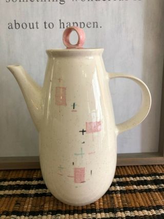 Vintage Veron Ware Tickled Pink Coffee Pot Mid - Century Modern Euc