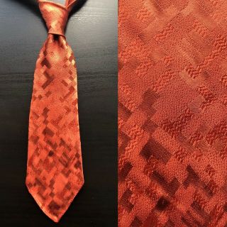 Art Deco Geometric Orange Copper Brocade Tie Euc Vtg 1920s 1930s Gatsby