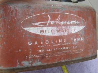 Vintage Johnson Mile Master Outboard 4 gallon pressurized boat fuel gas tank can 8
