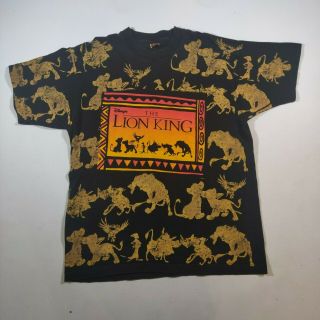 Vintage 90s Disney The Lion King Graphic T Shirt Osfa/large All Over Print Simba