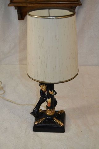Vintage Chalkware Lamp of Drunk Man Hanging on to Light Post,  Charlie Chaplin 3