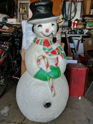 Vintage Union 40 " Snowman Christmas Mold Outdoor Yard Lawn Ornament Blow Mold